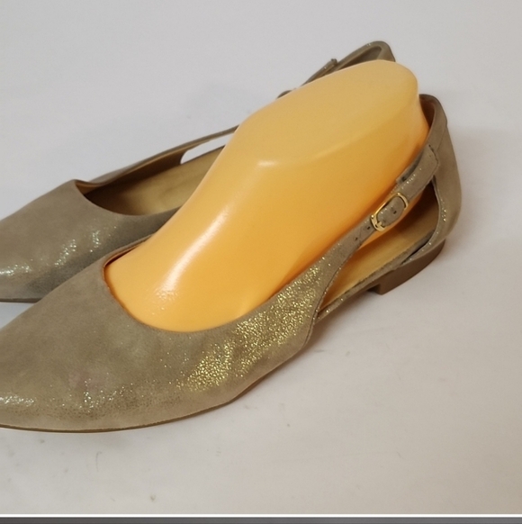 Paul Green Taupe Beckett Pointed Toe Flats Gold Adjustable buckle US 6 - Picture 4 of 7